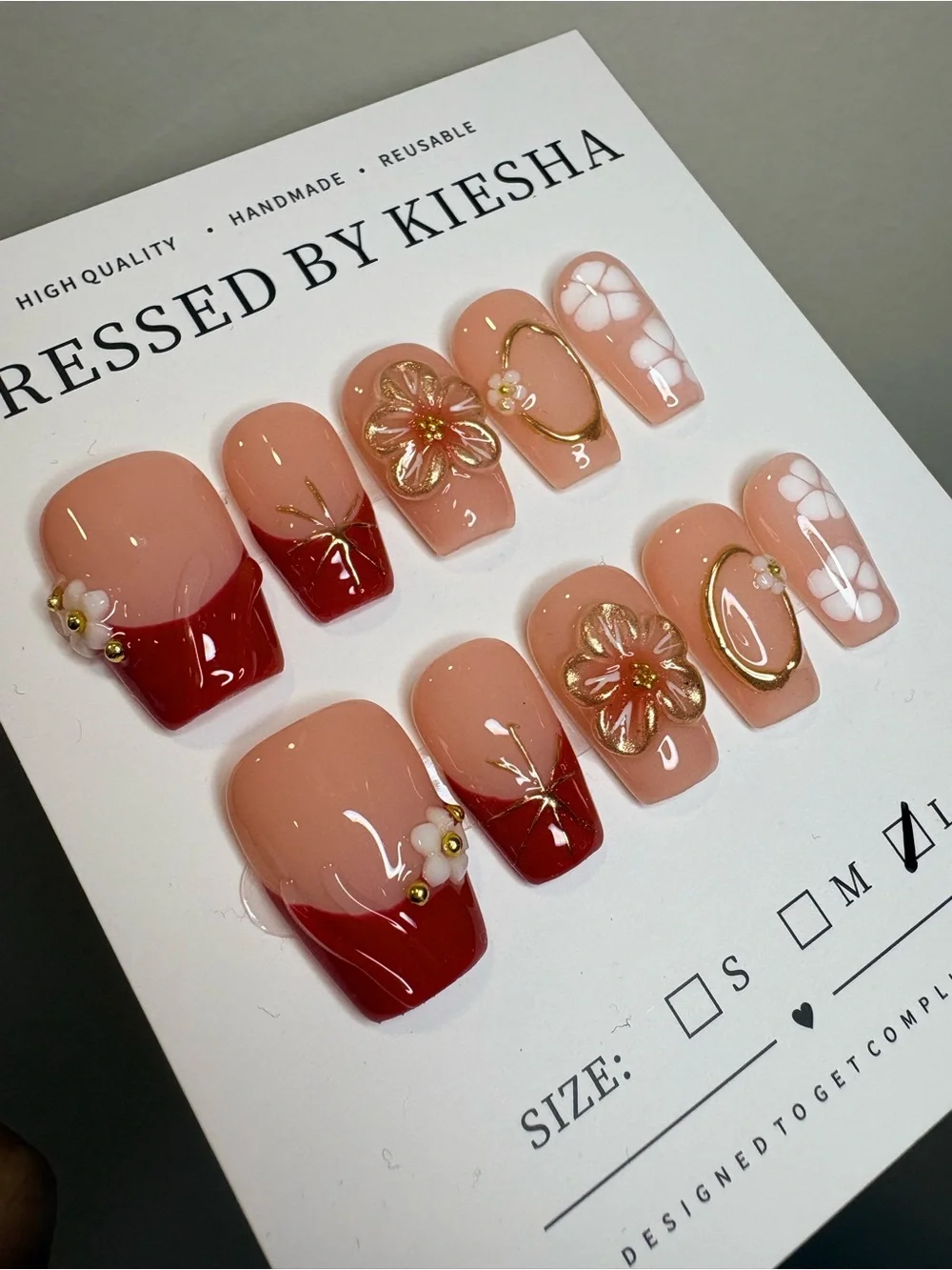 Pink & Red Floral Press-On Nail Set